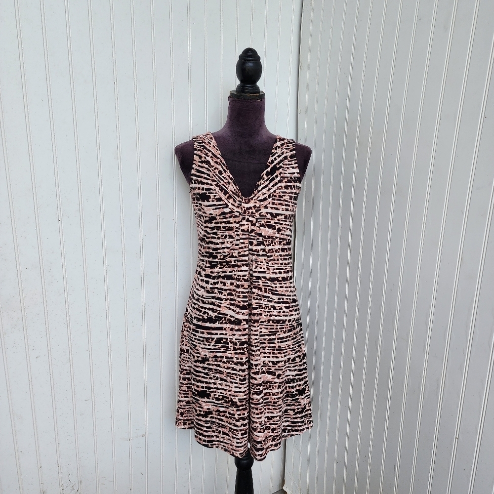 Willow Drive Dress Sleeveless Jersey Stretch Casual Animal Print Brown Black XS